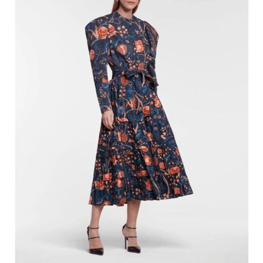 Ulla Johnson Sigrid Tiered Floral Midi Skirt Moonlight Cotton Women Size 12